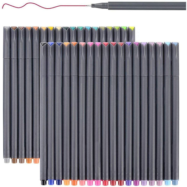 Färgade pennor för journaling, 36 levande färger Fineliner pennor