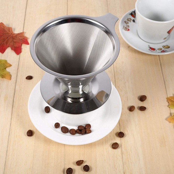 Rostfritt stål kaffefilter återanvändbar servering med bas kaffebryggare（medium） m