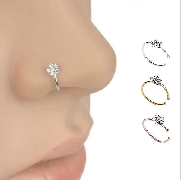 Falsk nesering med klips, ingen piercing nødvendig, nesebøyle 3 stk