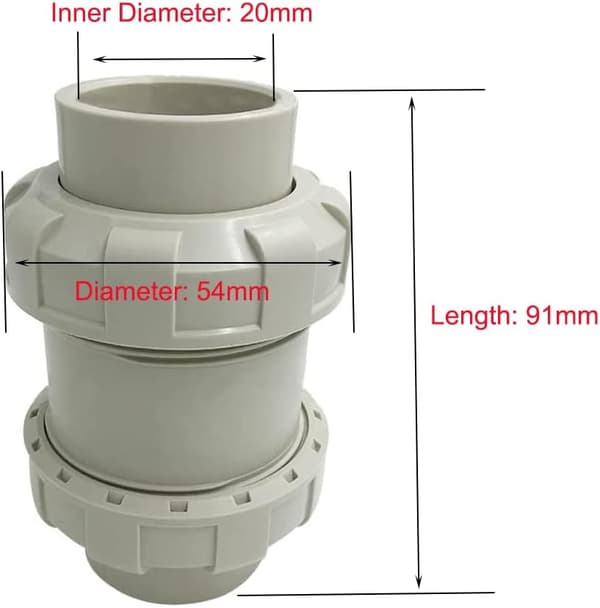 Backventil (envägs) grått vattenblock läckageskyddsventil tvättmaskin diskmaskin 20mm