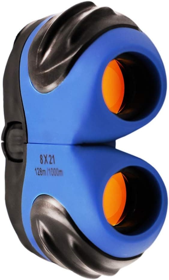 Kikkert for barn, 8x21, gummi - Mini kompakt zoomleketøy gave til gutter og jenter (blå) blue