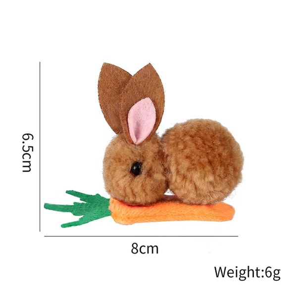 1 st Söt plysch kanin morötter Hårklämma barn hårtillbehör (brun) brown