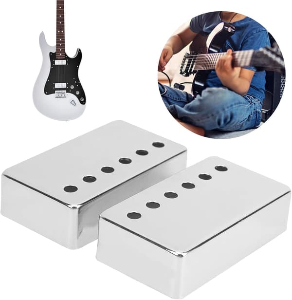 2 st elgitarr pickup skal, nickel pickup skal gitarr pickup lock 50 mm och 52 mm (silver) silver