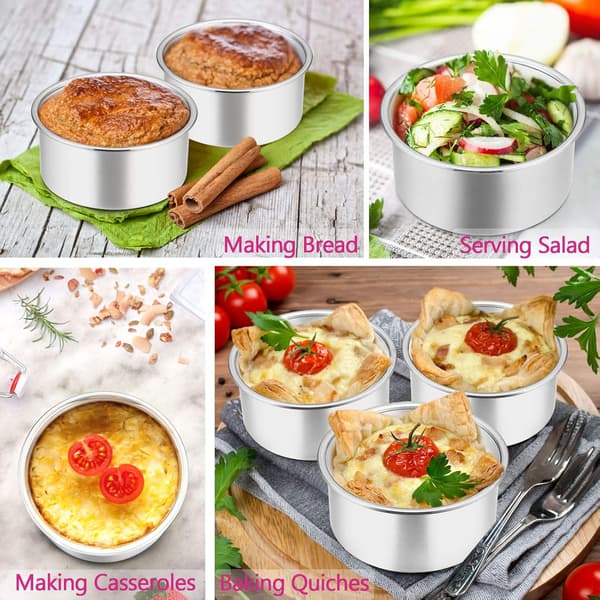 4 tommer lille kageform sæt med 3, mini runde bageforme i rustfrit stål til smashkager