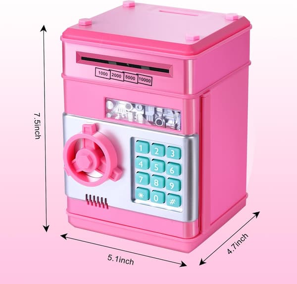 Kryptospargris Digital Elektronisk Valuta Bank Mini ATM Kontant Spargris - Rosa