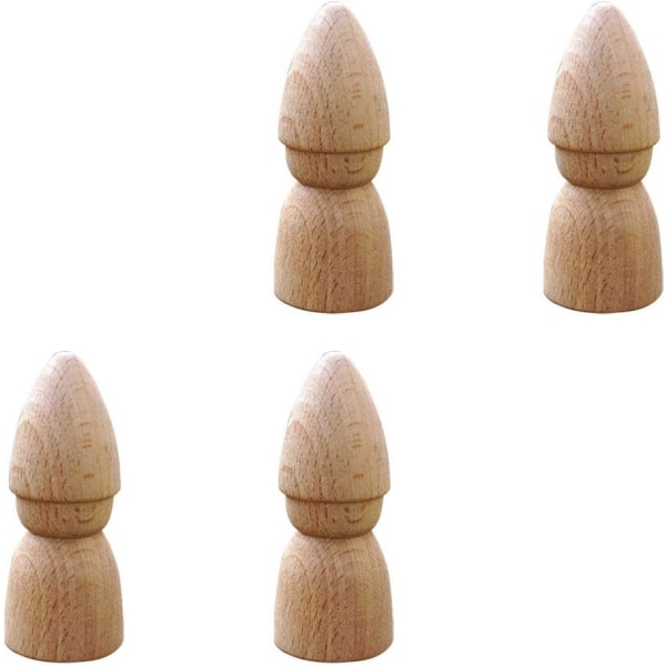 4-delade oavslutade trädockafigurer Naturliga Gnome Nageldockor Gör-det-själv-hantverk för barn