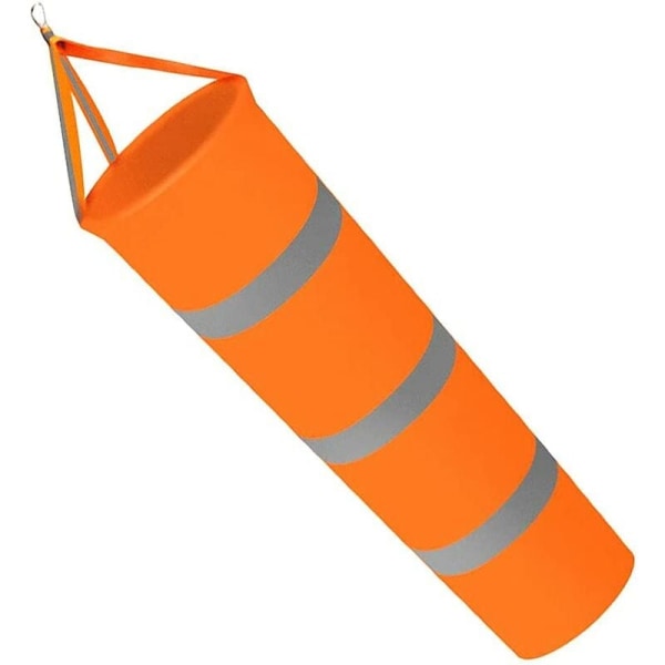 80cm Fluorescerande Vindsock Orange Oxford Tyg Flygplats Vindsock med Silver Reflekterande Remsa Vindsock för att indikera vindriktning och styrka