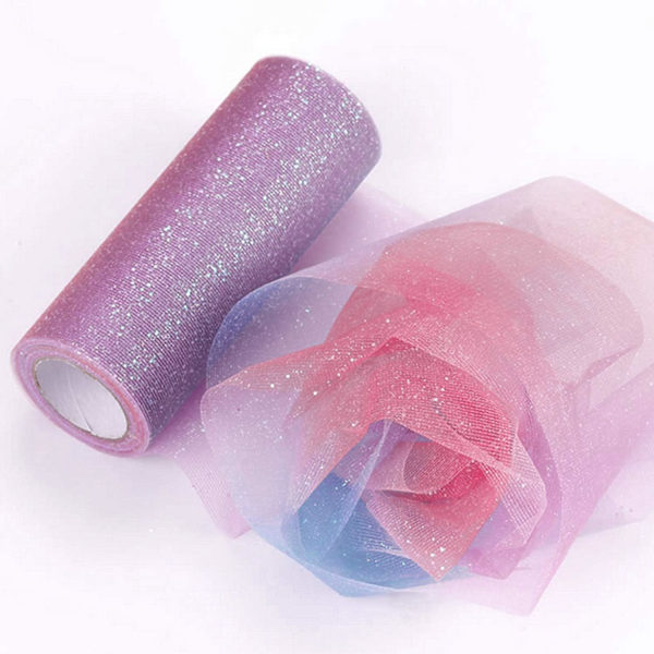 1 st Rainbow Gradient Glitter Tulle Rulle Tyg Band Tulle Band Rulle (6 I 10 Yards), Illusion color 1