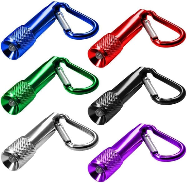 12 stk. LED nøkkelring Mini lommelykt for utendørs camping sykling