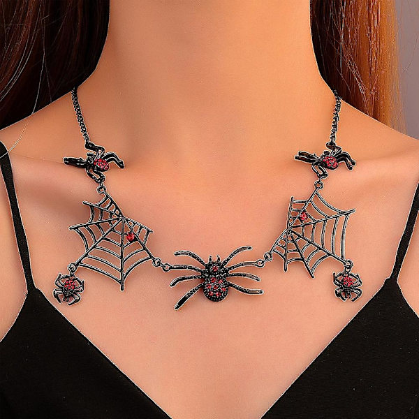 1 st Halloween Tarantula Crystal Diamond Spider Web Halsband