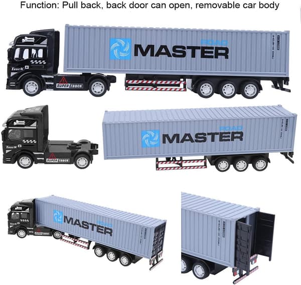 1:48 Legering Container Lastbil Model Legetøj Meget Simuleret Køretøjstrailer Model Legetøj (grå) gray