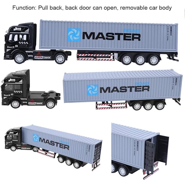 1:48 Legering Container Truck Modell Leksak Hög Simulering Fordon Släpvagn Modell Leksak (grå) gray