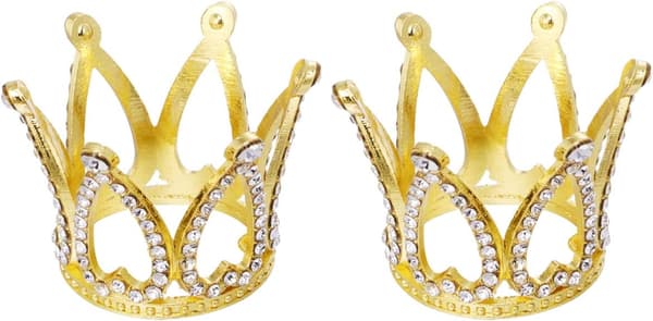 2 stk. kronekaketopper Bursdag Bryllupskake Minikronepynt Festivalfest (Gull) Gold