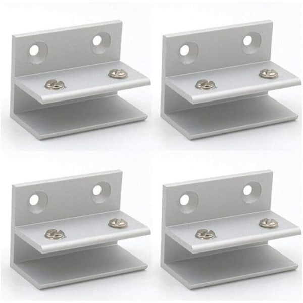 4-pack F-formade glasklämmor, väggmontering, duschklämmor, hylla, panelklämmor 10-12 mm