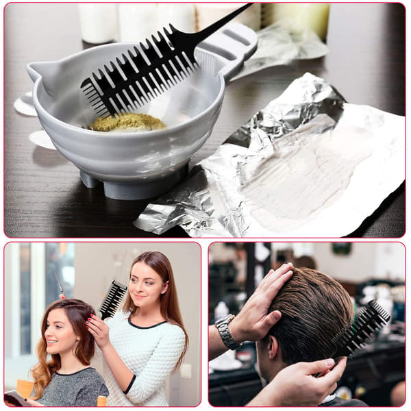 3 stk. 3-veis hårfargekam for striper, veving, klipping, foliekam, styling, hårfargekammer