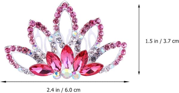 1 stk Mini Kam Prinsesse Tiara Rhinestone Hårspenner til Bryllupshår (rød) Red
