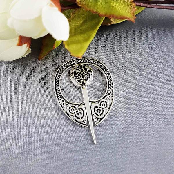 Viking Brosch Spänne Kläder Kappa Spänne Sjal Scarf Brosch Smycken （Stil3- Silver ton） color 7