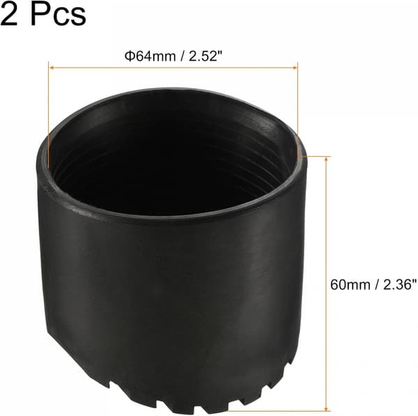 sourcing map Anti-Slip Stigefødder Måtte 64mm ID Gummi Rund Teleskopstige Tilbehør Sort 2Stk