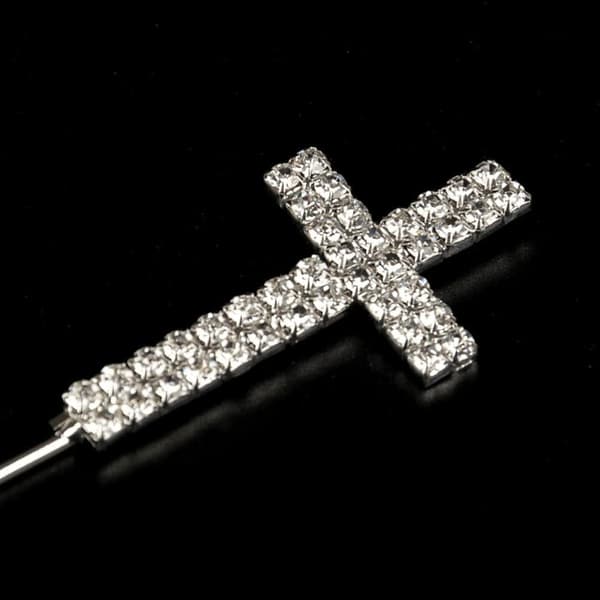 Bröllopsfest Dekoration Metall Strass Kors Tårtinsats 2st