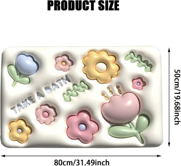 3D Badeværelsestæpper Søde Vandabsorberende Gulvmåtte Skridsikker Bademåtte 31.5\"×19.6\" Blomsterstil