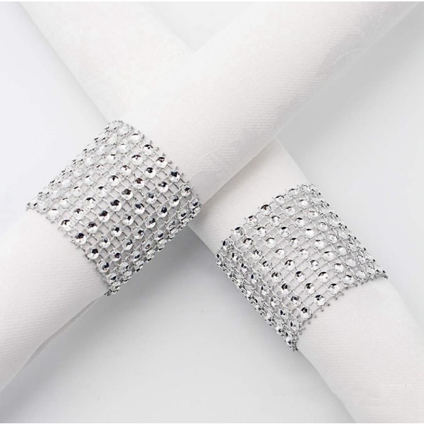 100 st Stolskärp Ringar Silver Servettringar Hållare för bröllopsfest prydnad