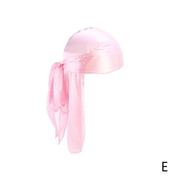 Unisex Bandana Durag Huvudbonad Mjukt Silke Pirat Wrap Ha pink One-size