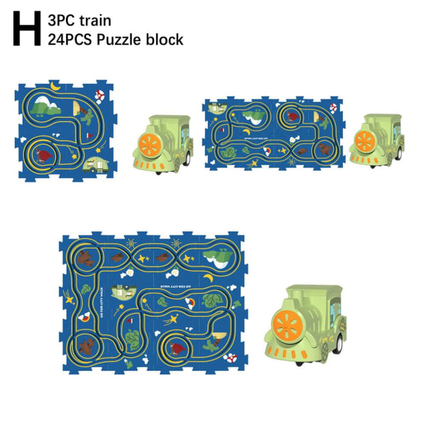 Tekniska pussel Set Barnfordon Toy Educat 3PCS  train 24PCS Puzzle block