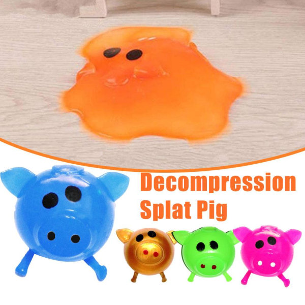 1/4X Splat Pig Ball Squeeze Jelly Pig Stress Relief Smash Kids V gold onesize