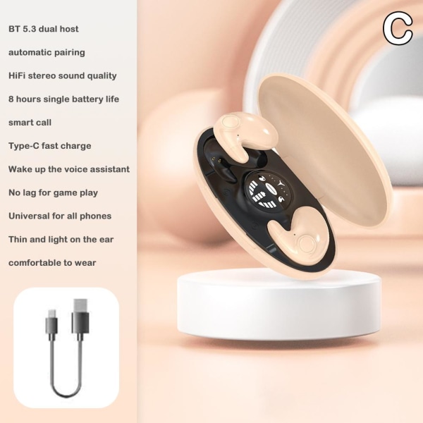 Invisible Sleep Wireless Earphone IPX5 Vattentät, dubbelt brus black 1pcs