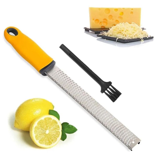 Lemon Zester Rostfritt stål rivjärn för frukt Vitlök Ingefära Vege yellow 2pcs