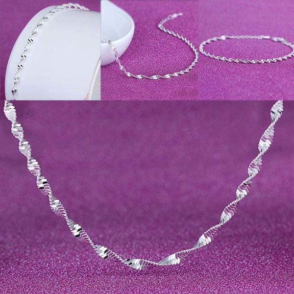 Kvinnor Silver Chain Anklet Armband Söt Mode Silver Water Ank