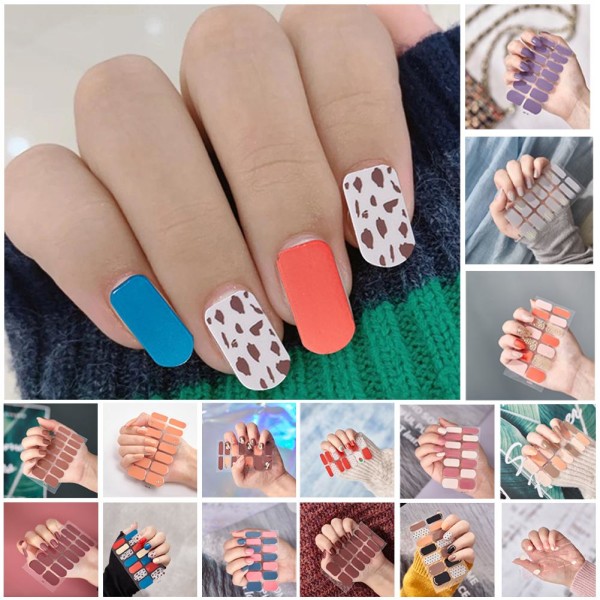 Nail Wraps Art Stickers Självhäftande cover tips DIY Fake DQ10 1pcs