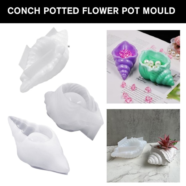 DIY Conch blomkruka Betong Handgjorda mould Skalform Make up B one size