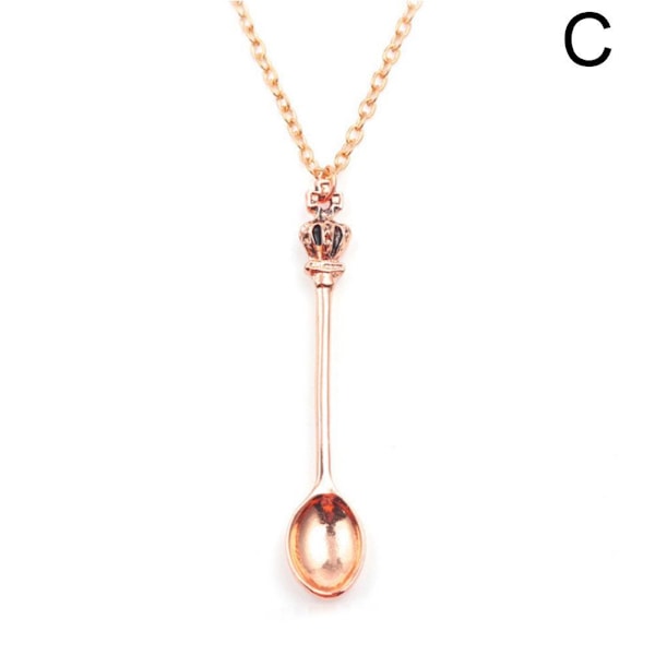 1 st. Söt Te-Sked Form Hänge Halsband Krona Kreativ Mini Lo Rose Gold One-size