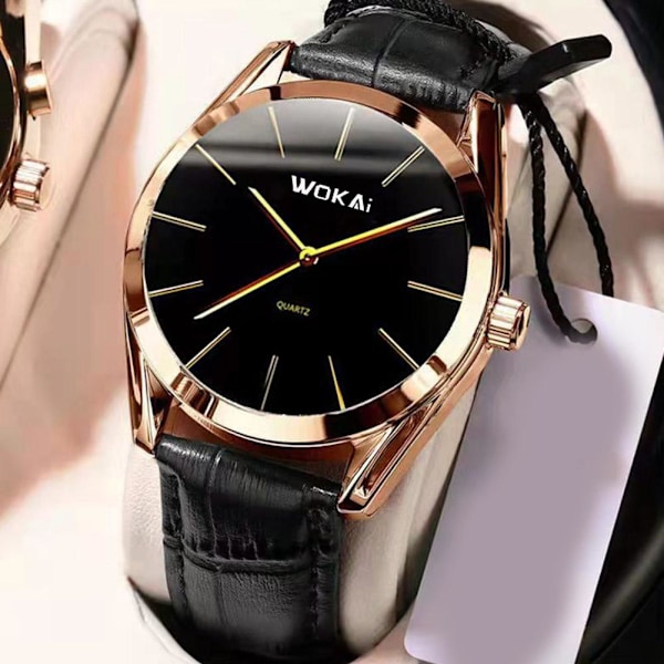 Wokai Herrar Business Lyx Bälte Klocka Sport Analog Kvarts Klocka Black Brown