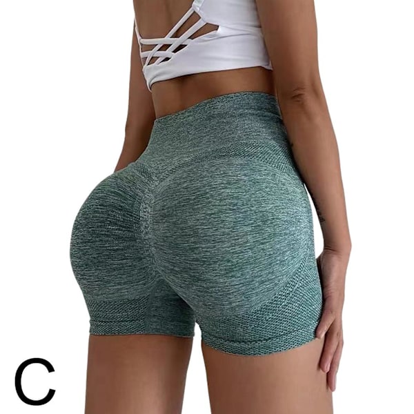 Yoga Shorts Höftlyftande Träning Anti-Glidning Snabbtorkande green L/XL