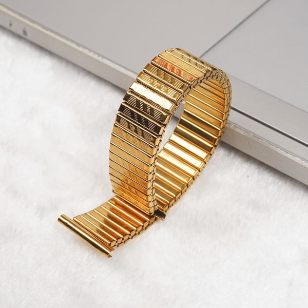 Steel Stretch Expansion Watch Band Strap Armband Nice gold 18mm