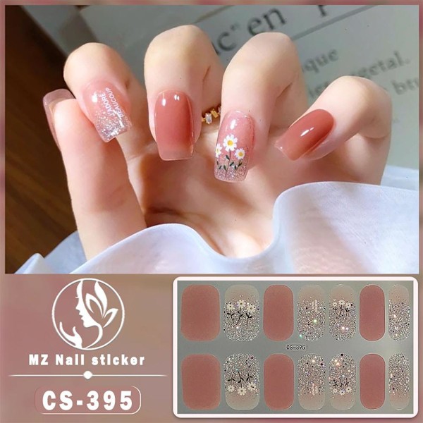 NYA 14 Remsor Nagelsticker Självhäftande DIY Snygga Naglar CS385 14pcs