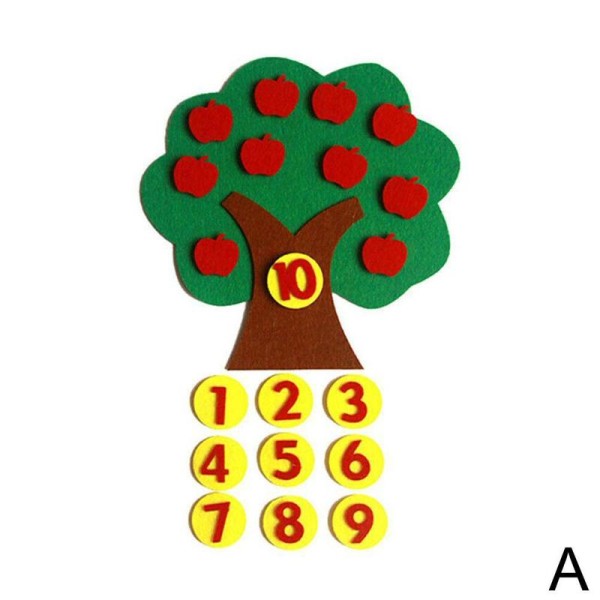 Baby Filt Apple Tree Math Toy Early Learning Education Number Ma white A