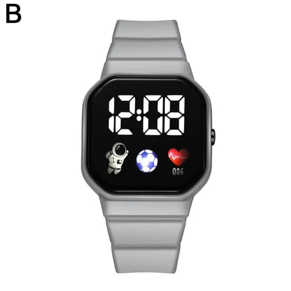 Enkelt mode elektronisk watch Silikonarmband unisex armbandsur Grey One size