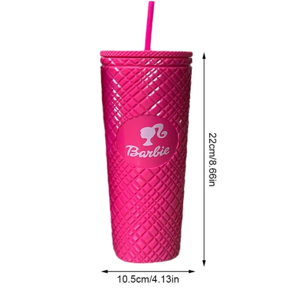 Barbie rosa glasmugg Gradient Barbie rosa hög kapacitet dubbel Pink Orange 701-800 ml 