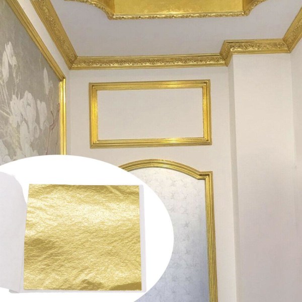 100 Ark Dubbel Guld DIY Folie Bladpapper Matkaka Dekorativ Antique gold 100pcs