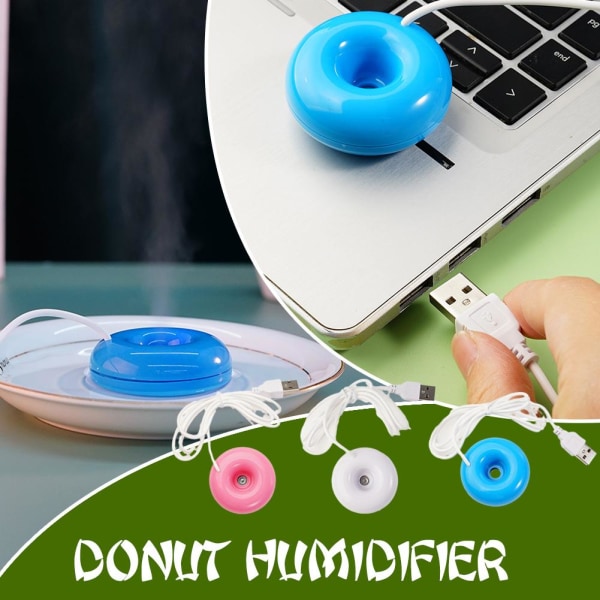 Mini portabel luftfuktare, söt liten USB Donuts luftfuktare, USB Co blue One-size