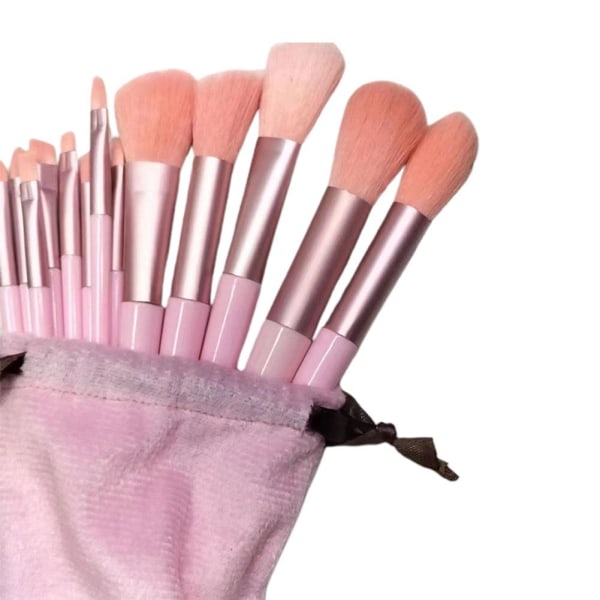 13 st Ansiktssminkborstar Set med påse Mjuk kosmetisk skönhet Ey Pink 13pcs