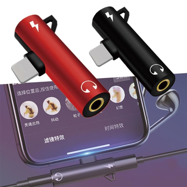 NY Ljudladdning Dual Adapter Splitterkabel för Lightning Jac black one-size