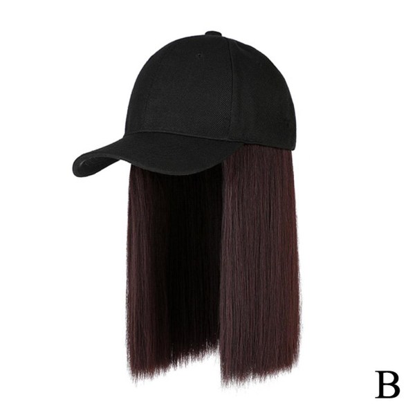 Dam Baseballkeps Peruk Kort Lockigt Hår Justerbar Casual Hatt H Dark Brown Black Duck Tongue