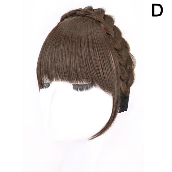 Natural Bangs Peruk Pannband Dam Flickor Fishbone Braid Panne H darkbrown 1pcs