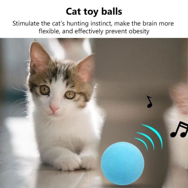 Automatisk Rolling Cat Ball Interactive Electric Toy W/ Funny Bel blue one size