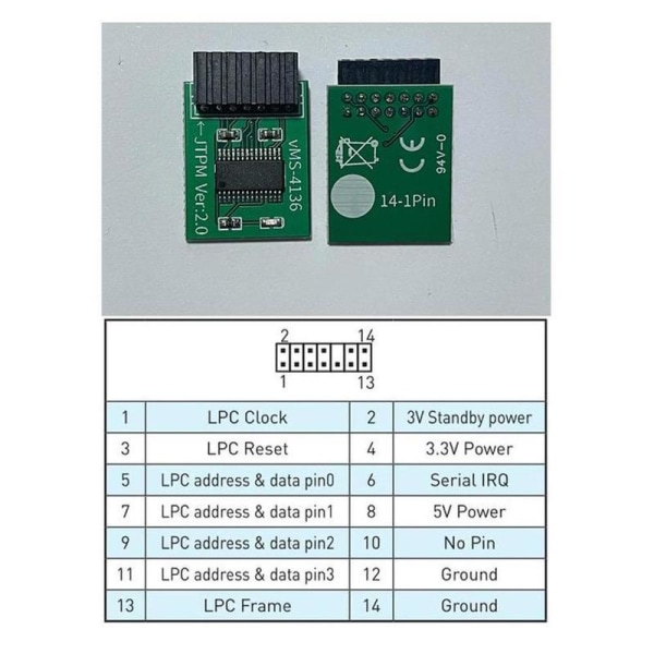 Tpm2.0 Säkerhetsmodul Stödjer Multi-märkes Moderkort 18 14 2 black For MSI LPC 14pin