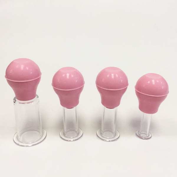 Glas Ansiktskoppar Set Silikon Vakuum Sugning Ansiktsmassage Cu pink M